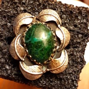 🌹Vintage Sterling silver green stone ring🌹
